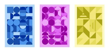 A set of simple art posters with simple shapes and figures in different shades. Scandinavian style design template . vector