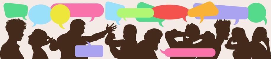Communicate with each other. Communication in a fit of anger. Colored communication bubbles. vector
