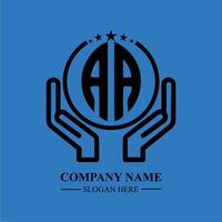 AA initials modern logo design featuring , held within hands vector