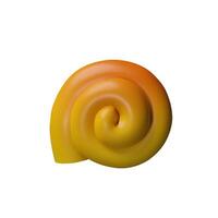 3d spiral ammonite. Fossil nautilus three-dimensional illustration. Snail home. Seafood symbol mollusk. Shell scallop fractal decoration. Ocean swirl geology symbol. Undersea jurassic sparse vector