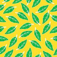 Leaf doodle seamless pattern background. Leaf motif fabric. Wallaper, backdrop, packaging, wrapper vector