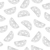Lemon doodle seamless pattern background. Hand drawn sketch of citrus wallpaper. Packaging, wrapper, backdrop vector