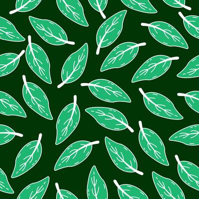 Leaf background. Leaf doodle seamless pattern. Green leaf motif wallpaper
