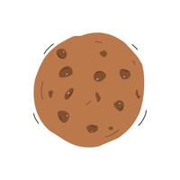 A chocolate chip cookie is shown in a cartoon style vector