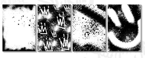 Black and white set of abstract grunge graffiti backgrounds vector