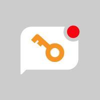 Secure chat bubble with a key and unread notification. Flat illustration representing security code, OTP verification, or encrypted messages for mobile apps, web design, and cybersecurity concepts vector