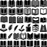 Book symbol set with a logo isolated on any white background. Books with Icons vector