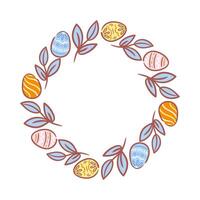 beautiful wreath adorned with Easter eggs and delicate branches, all illustrated in a charming sketch style. Perfect for celebrating the spring season and Easter festivities. vector