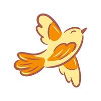 This illustration features a charming flying bird in warm tones, illustrated in a delightful sketch style. Its bright colors and playful design make it ideal for a variety of creative uses. vector