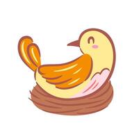 A charming illustration of a cute bird nestled in a cozy nest, created in a delightful sketch style. This design captures the essence of nature and warmth, perfect for spring-themed projects. vector