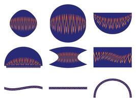 set of various abstract zigzag shapes in blue colour vector