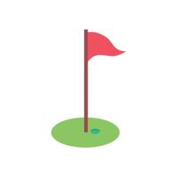 Red flag stand in green play background flat icon design vector