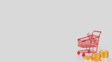 Red Shopping cart for Business concept 3d Rendering . photo