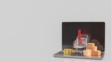 Shopping cart on notebook for Business concept 3d Rendering. photo