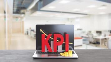 Kpi and chart on notebook for Business concept 3d Rendering . photo