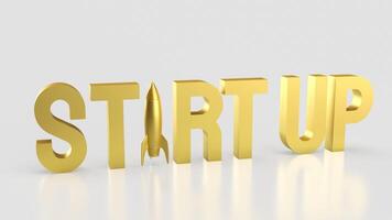 The Gold Start up and Rocket for Business concept 3d Rendering. photo