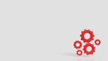 The Red Gear on white Background for engineering concept 3d Rendering. photo