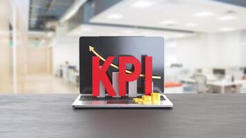Kpi and chart on notebook for Business concept 3d Rendering. photo