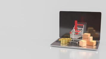 Shopping cart on notebook for Business concept 3d Rendering. . photo