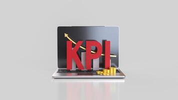 The Kpi and chart on notebook for Business concept 3d Rendering. photo
