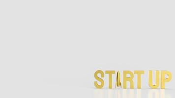 Gold Start up and Rocket for Business concept 3d Rendering. . photo