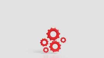 Red Gear on white Background for engineering concept 3d Rendering. photo