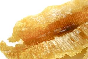 Selective focus, Honeycombs with honey in a beehive. Beekeeping, breeding and keeping bees. photo