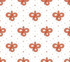 Seamless pattern with red coiled snake and stars, stars on white background vector