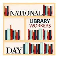 Library shelf with books and lettering for National Library Day vector