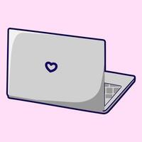 a laptop with a heart drawn on it vector