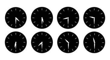 Different time Black and white clock design vector
