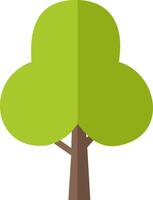 Green tree with a brown trunk, a simple nature icon showing a classic tree shape with rounded leaves and a straight stem vector