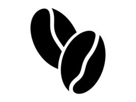 Two black coffee beans against a white background, ideal for package, branding and logo. The beans have a smooth, rounded shape with a slightly curved line that represents the seam. vector