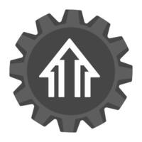 Illustration of a gear symbol with upward arrows representing growth, progress, success, and development. Ideal for business concepts, logos and modern designs. vector