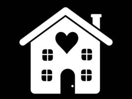 Simple white house icon with a heart shape instead of a window. Ideal for love, home, family or real estate related designs vector