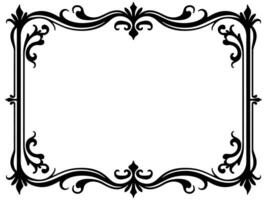 Elegant black frame with baroque elements. Perfect for invitations, cards, logos, or decorative designs. Illustration, easily customizable. vector