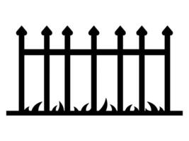 Simple black icon representing a metal fence with pointed spikes. Ideal for graphic design, website illustrations, and digital art projects. vector
