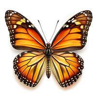 beautiful colorful bright multicolored tropical butterflies with wings spread and in flight isolated on white background photo