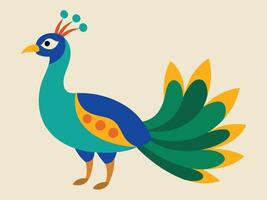 A cartoon peacock with colorful feathers vector