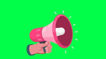 Announcement Mic on a green screen Hand hold megaphone loudspeaker video