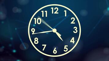 Reverse Time lapse animation analog Clock stopwatch icon Countdown timer 4K face isolated against in a time lapse on moving colored background. video