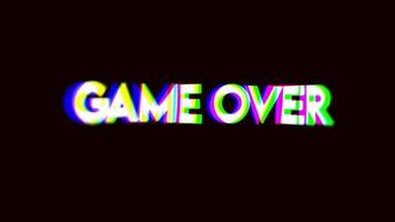 Game over text word color full light animation loop with glitch text effects. Game over with Seamless looping effect element for Contents, digital Marketing banner. video