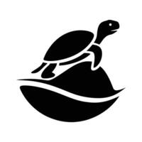 A Turtle Ascending a Stylized Water Feature, turtle icon, turtle logo, turtle silhouette. vector