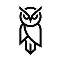 Stylish black line art illustration of an owl. owl icon silhouette, owl logo silhouette vector