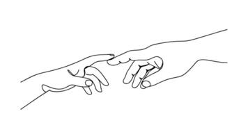 Reaching Hands, Line Art, Minimalist Drawing, Connection, Touch, Unity, Support, Assistance, Empathy vector