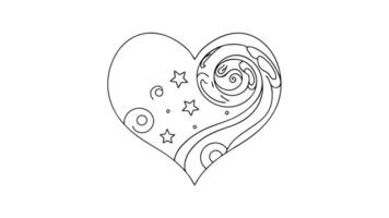 Heart Design, Stars, Galaxy, Swirls, Abstract, Outline, Art, Line, Pattern, Doodle vector