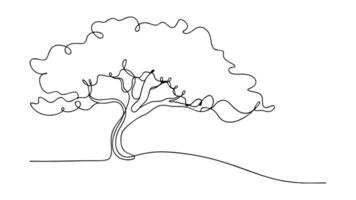 Single Line Art Tree Drawing Nature, Minimalist, Abstract, Sketch, Silhouette vector