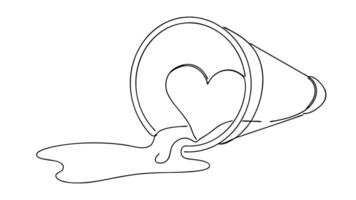 Spilled Heart Loves Overflowing Bucket, Line Art, Simple Design vector