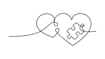 Two Intertwined Hearts Puzzle Piece Love Unity Connection Design vector