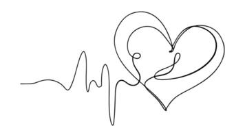 Continuous Line Art Heartbeat Pulse Love Graphic Design vector